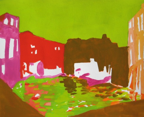 Venice Side Street Chartreuse;
Gouache, 2008;
9.5 x 11 in. Venice Side Street Chartreuse;
Gouache, 2008;
9.5 x 11 in.